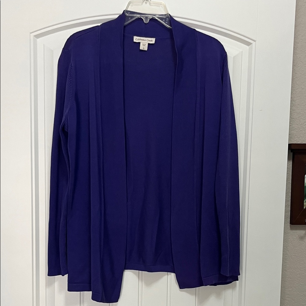 Coldwater Creek Deep Purple Open Cardigan